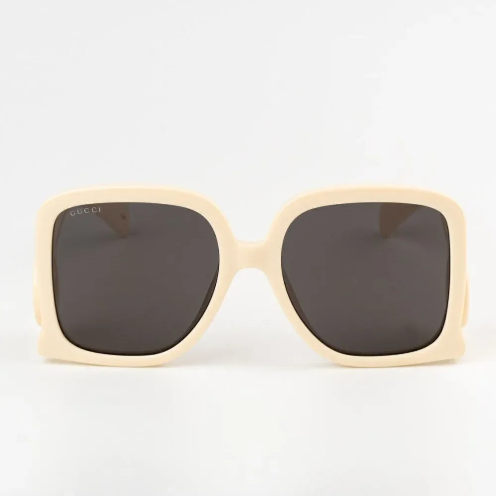 NEW Gucci GG1326S 009 Ivory Grey Mirror Oversized Square Women Sunglasses